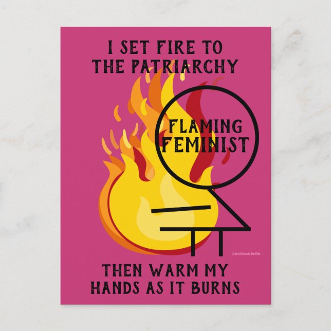 Cartão Postal Feminista Flamejante Queimando o Patriarcado 8 (Frente)