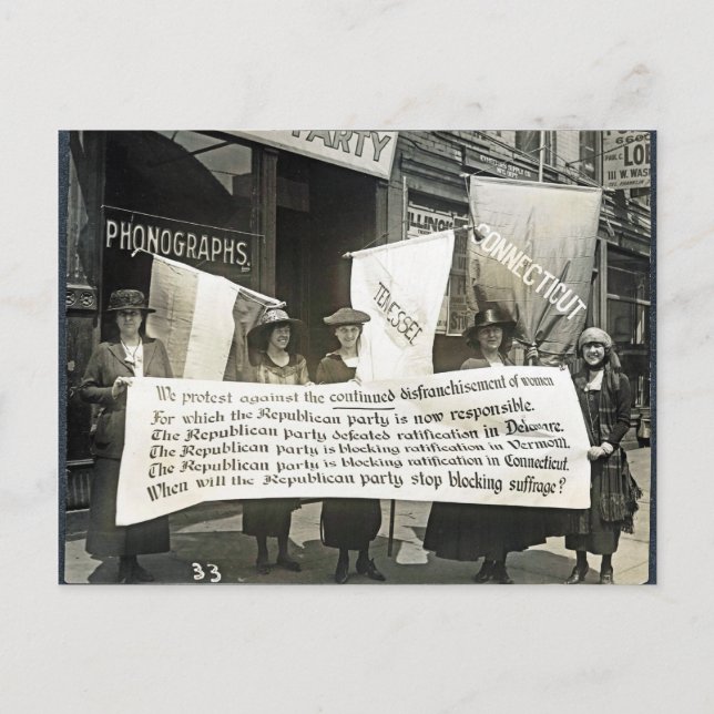 Cartão Postal Feministas Protestam contra Republicanos, 1920 (Frente)