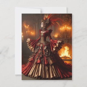 Cartão Postal Fênix Fire Queen Steampunk Victorunk Industrial
