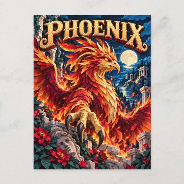 Cartão Postal Fênix, Monstro de Corte de Papel (Frente)