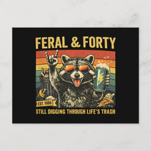 Cartão Postal Feral e Quarenta Aniversário de 40 anos Sarcástico
