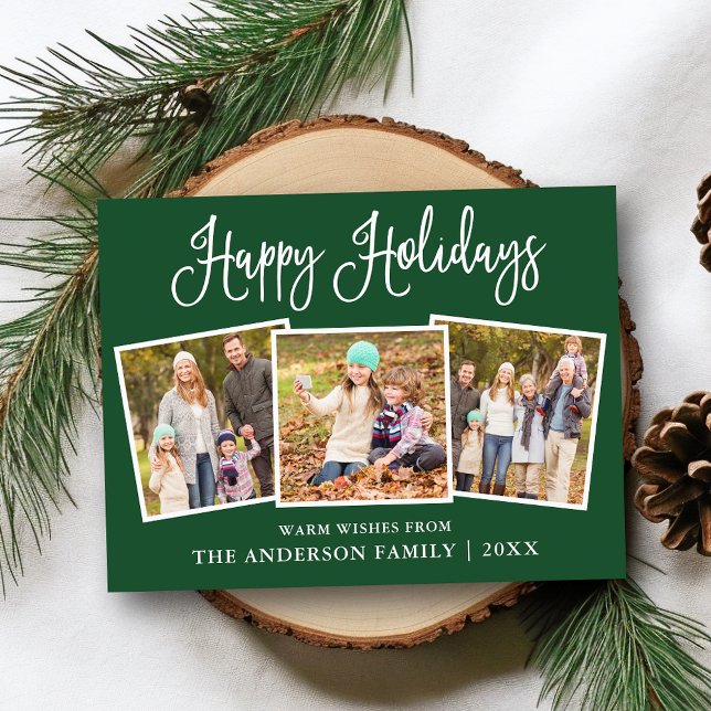 Cartão Postal Feriado 3 Fotográfico Verde de Diversão Moderna (Customize to change your personalized text size or text style.)