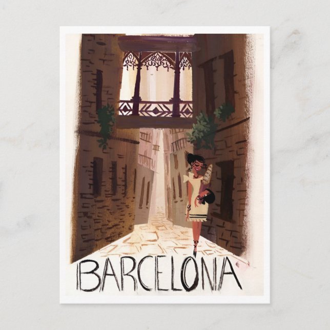 Cartão Postal Feriado da Espanha de Barcelona inspirado (Frente)