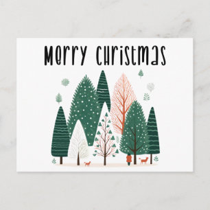 Cartão Postal Feriado da Família Woodland Pine de Natal Gelado