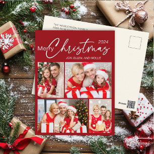 Cartão Postal Feriado de 4 Fotografias de Natal Feliz