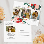 Cartão Postal Feriado de 4 Fotografias do Winter Botanicals<br><div class="desc">Deseje à sua família e amigos um feliz feriado com o nosso cartão postal festivo de férias dos Botânicos de inverno. O cartão-postal de férias mostra 3 fotos na frente, enquadradas em branco com buquês de flores pintadas, vermelhas e cor-de-rosa, com folhas verdes e sotaques dourados. Personalize a frente adicionando...</div>
