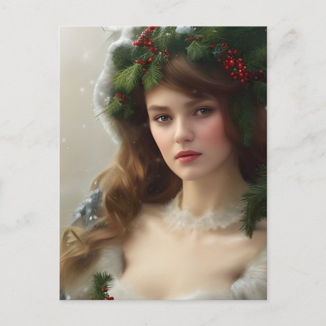 Cartão Postal Feriado de Bela Inverno Vintage (Frente)