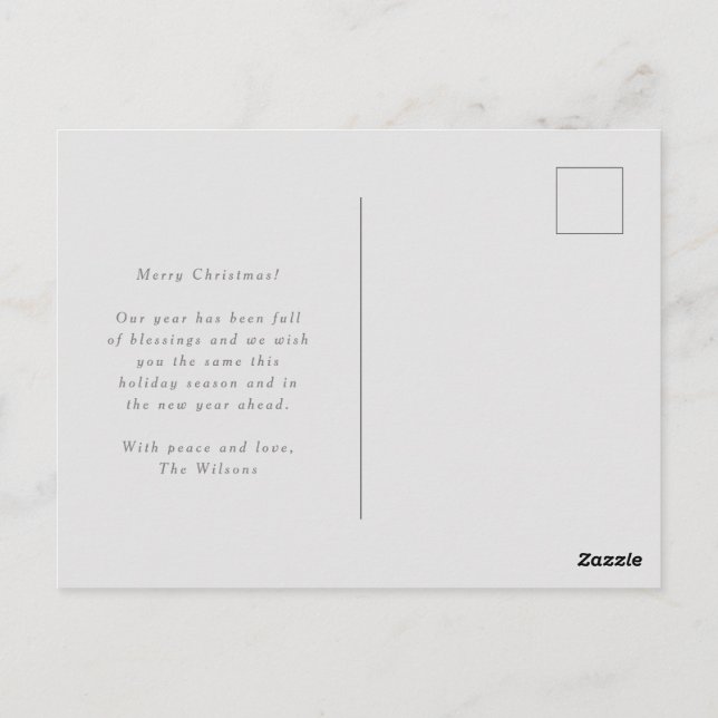 Cartão Postal Feriado de Bênçãos de Natal de Script Elegante (Verso)