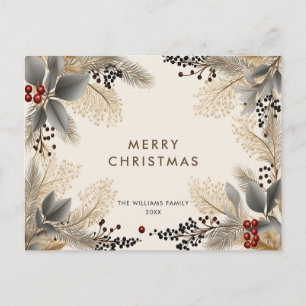 Cartão Postal Feriado de Boho de Natal Minimalista