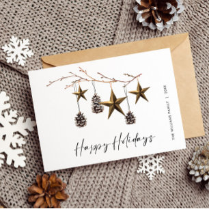 Cartão Postal Feriado de Boho de Natal Minimalista