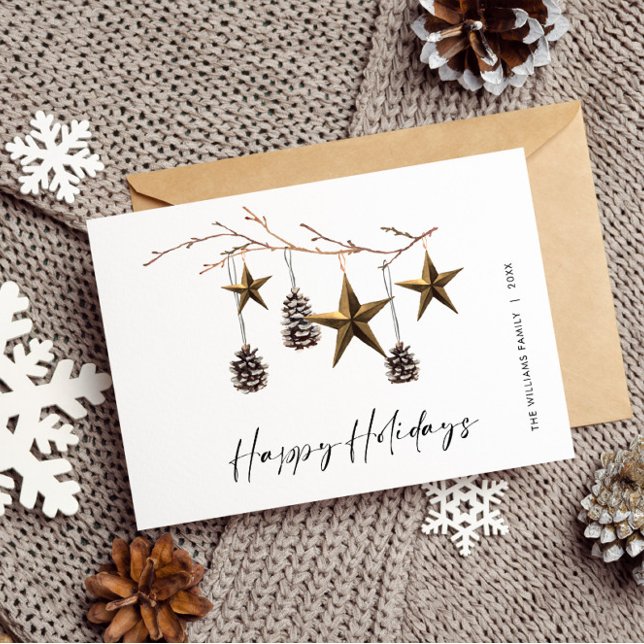 Cartão Postal Feriado de Boho de Natal Minimalista (Criador carregado)