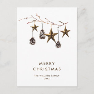 Cartão Postal Feriado de Boho de Natal Minimalista