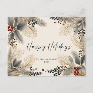 Cartão Postal Feriado de Boho de Natal Minimalista