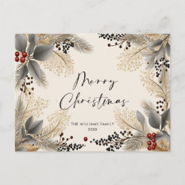 Cartão Postal Feriado de Boho de Natal Minimalista