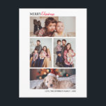 Cartão Postal Feriado de Colagem de Fotos do Natal Moderno<br><div class="desc">Cartão postal de Natal Moderno com Quatro Fotos de Feriado de Colagem de Foto, impresso com design mínimo e elegante, que pode ser personalizado com seu texto. Clique no botão "Personalizar" e use nossa ferramenta design para modificar este modelo. Veja a Design de Arte Gráfica para outros produtos que combinam...</div>