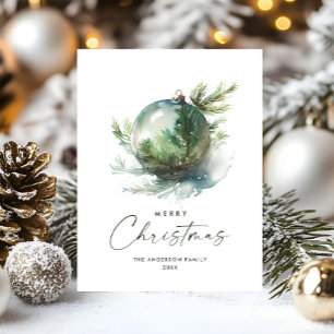 Cartão Postal Feriado de Enfeites de natal de Aquarela Elegante