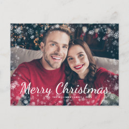 Cartão Postal Feriado de Foto da Família de Neve de Natal Modern