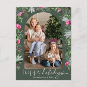 Cartão Postal Feriado de Foto do Arco de Folhagem Botânica Verde