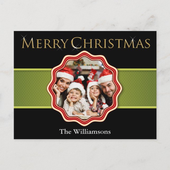 Cartão Postal Feriado de Foto do Medalhão de Fósforo Verde (Frente)