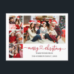 Cartão Postal Feriado de Fotografia do Coração Vermelho da Calig<br><div class="desc">Cartão-postal de Natal Feliz 4 - Red</div>