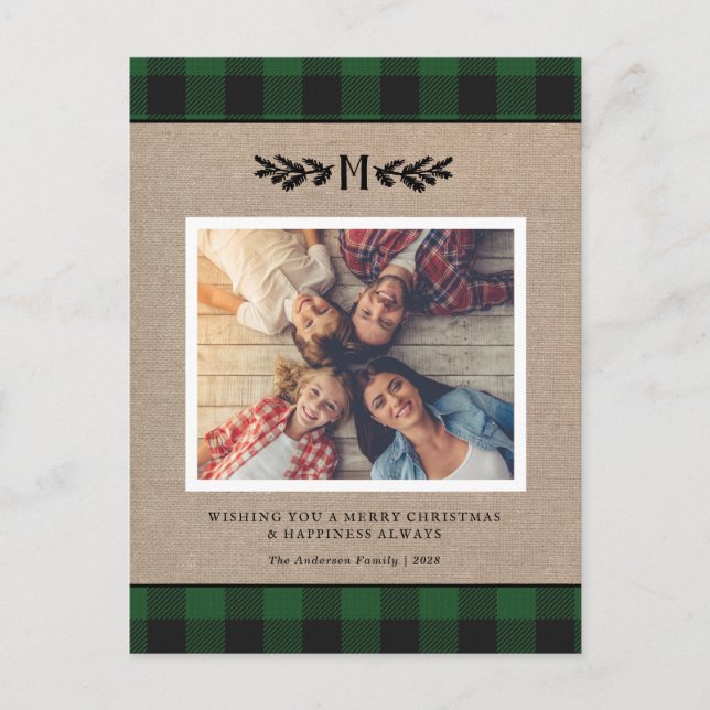 Cartão Postal Feriado de Fotografia do Monograma Russo de Natal  (Frente)