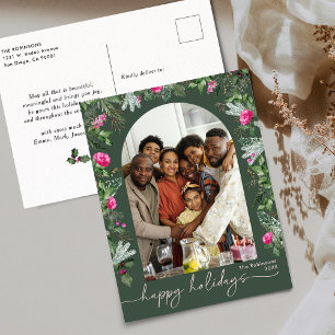 Cartão Postal Feriado de Fotografias do Arco Botânico Verde-Rosa