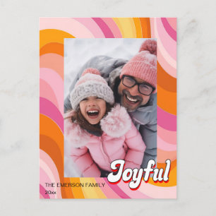 Cartão Postal Feriado de fotos vermelho-rosa cor-de-natal retróg