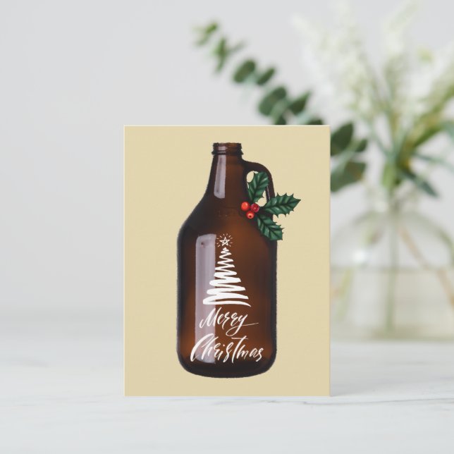 Cartão Postal Feriado de Jug de Cervejeira de Natal Moderno (Em pé/Frente)