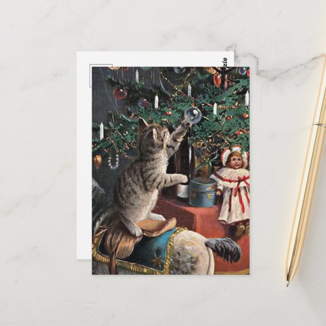 Cartão Postal Feriado de natais vintages festivos (Frente/Verso In Situ)