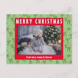 Cartão Postal Feriado de Natal Bonito Canes de Natal PERSONALIZA