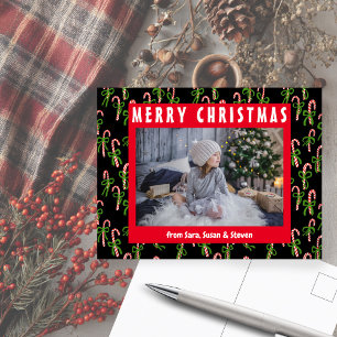 Cartão Postal Feriado de Natal Bonito Canes de Natal PERSONALIZA