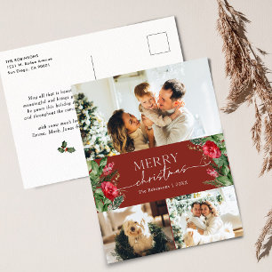 Cartão Postal Feriado de Natal Burgundy Burgundy