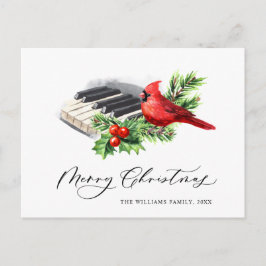 Cartão Postal Feriado de Natal da Cardeal Vermelha Holly Berry