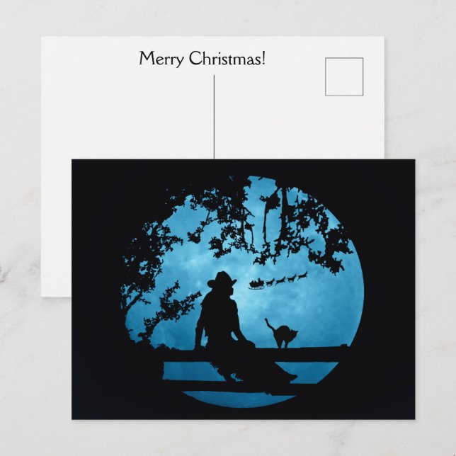 Cartão Postal Feriado de Natal da Country Western Cowgirl (Frente/Verso)