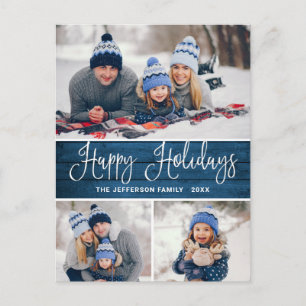 Cartão Postal Feriado de Natal de 3 FOTOS na Rússia Minimalista