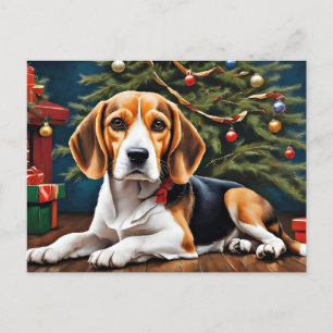 Cartão Postal Feriado de Natal de Beagle