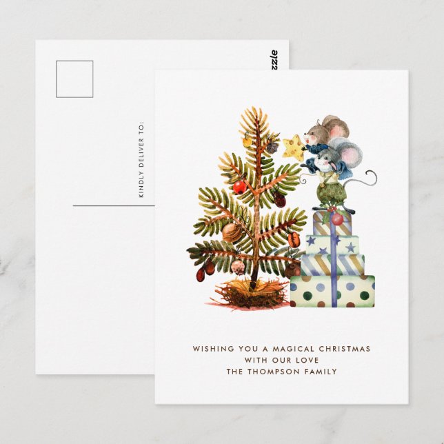 Cartão Postal Feriado de Natal de Camundongos Bons (Frente/Verso)