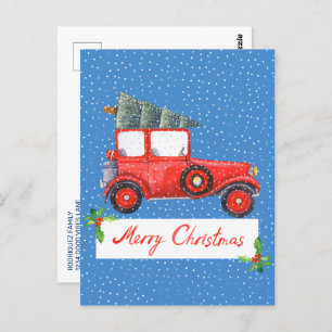 Cartão Postal Feriado de Natal do Carro vintage Retro Bonito