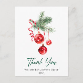 Cartão Postal Feriado de Natal do Ornamento de Aquarelas Obrigad