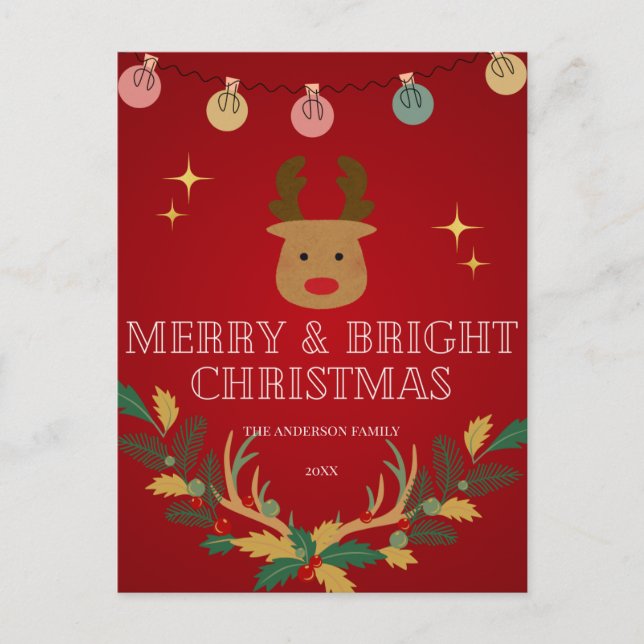 Cartão Postal Feriado de Natal Elegante (Frente)