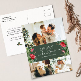 Cartão Postal Feriado de Natal Elegante 3 Photo Botanical