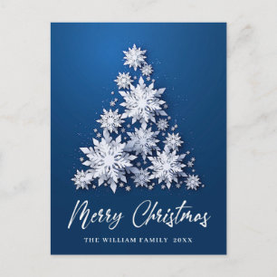 Cartão Postal Feriado de Natal Elegante Flocos de Neve