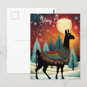 Cartão Postal Feriado de Natal em árvore do Llama Pine