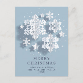 Cartão Postal Feriado de Natal em Floco de Neve