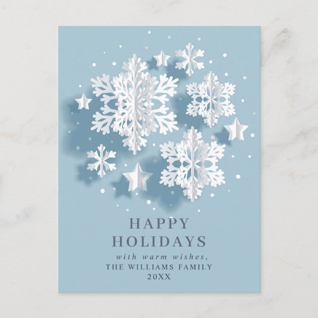 Cartão Postal Feriado de Natal em Floco de Neve (Frente)