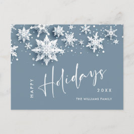 Cartão Postal Feriado de Natal em Flocos de Neve Modernos Elegan