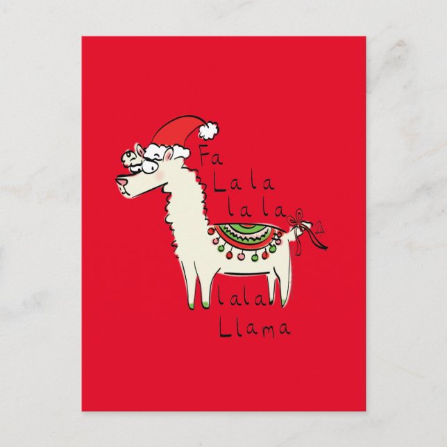 Cartão Postal Feriado de Natal Engraçado Llama (Frente)