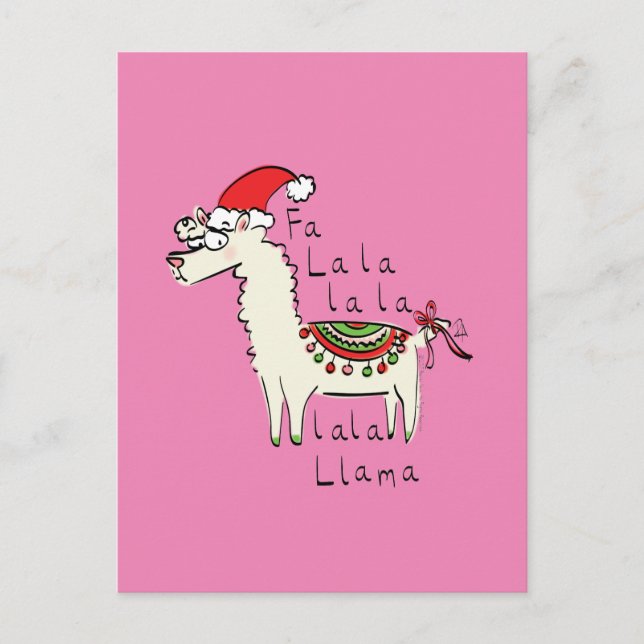 Cartão Postal Feriado de Natal Engraçado Llama (Frente)