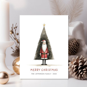 Cartão Postal Feriado de Natal Minimalista do Papai Noel