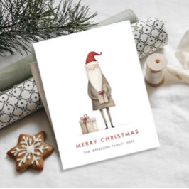 Cartão Postal Feriado de Natal Minimalista do Papai Noel